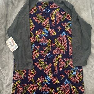 NWT Lularoe Randy Navy Blue background with Aztec print size Medium